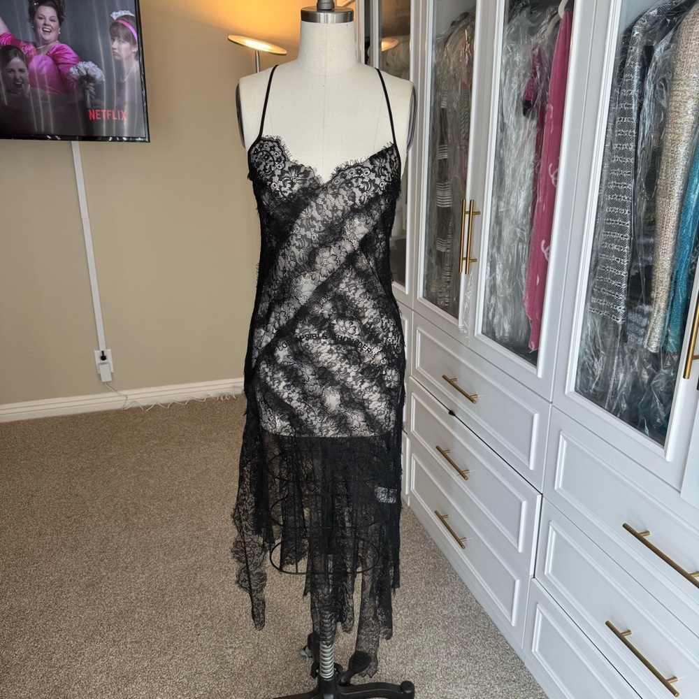 Retrofete Black and Silver Lace Dress